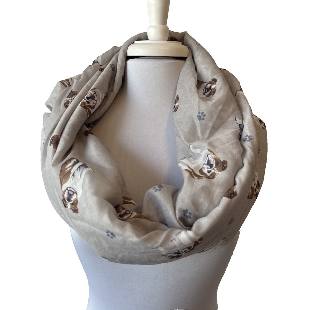 Comfies Bulldog‎ Soft Cotton Blend Rectangle Scarf Lightweight Gray Pet Lover